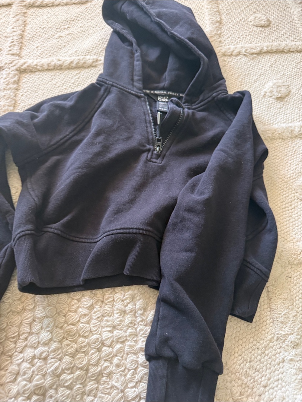 Athleta Girl Black Zip-Up Hoodie with Hood